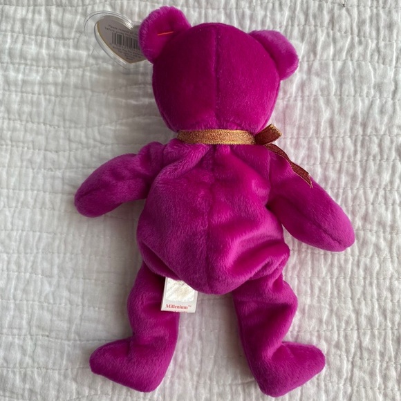 🆕 NEW Authentic Misspelled "Millenium" Ty Beanie Baby Millennium the Bear - Picture 5 of 10